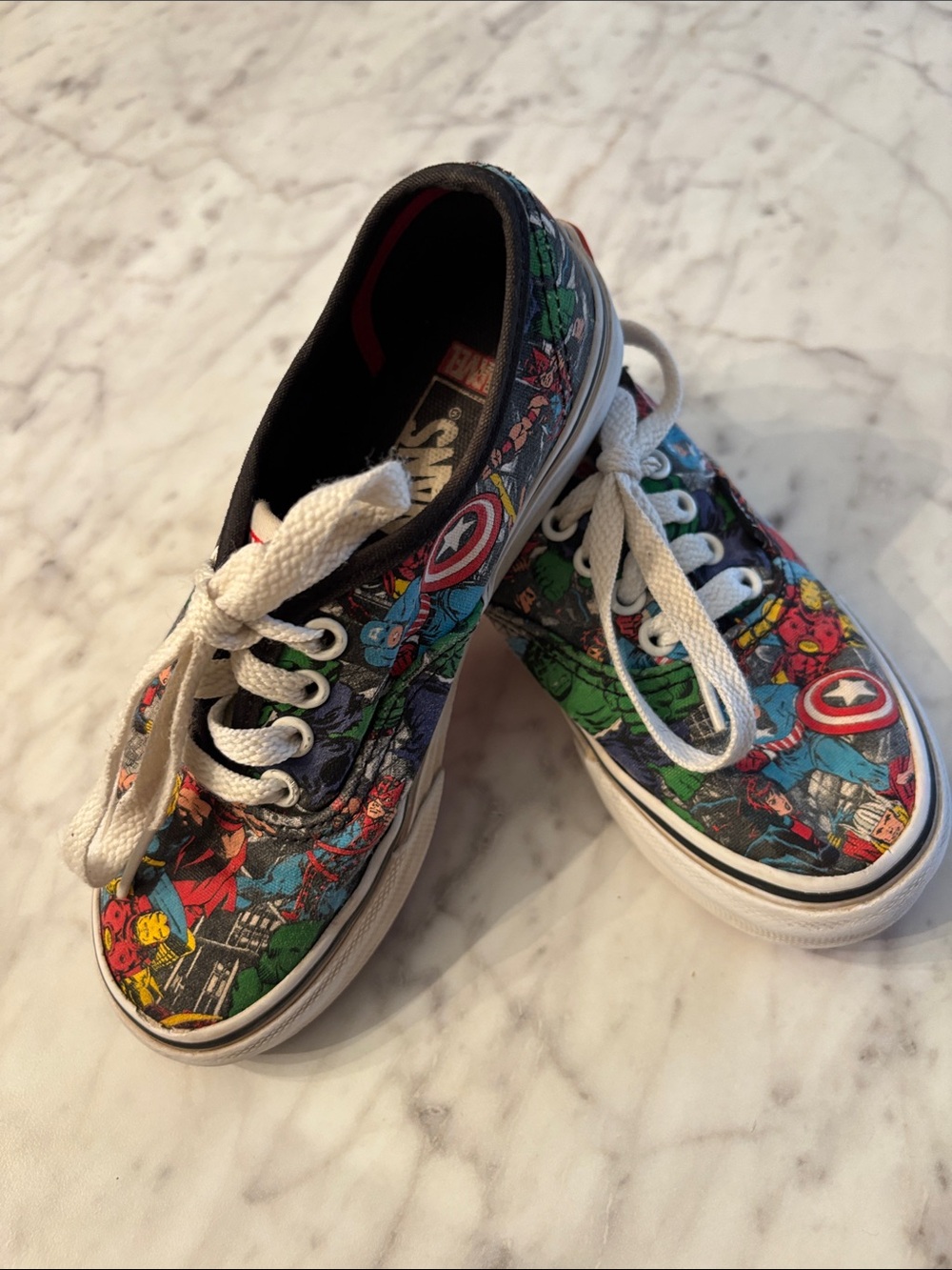 Vans Marvel Multicolor Kids Superhero Canvas Sneakers with White Laces, SZ 12
